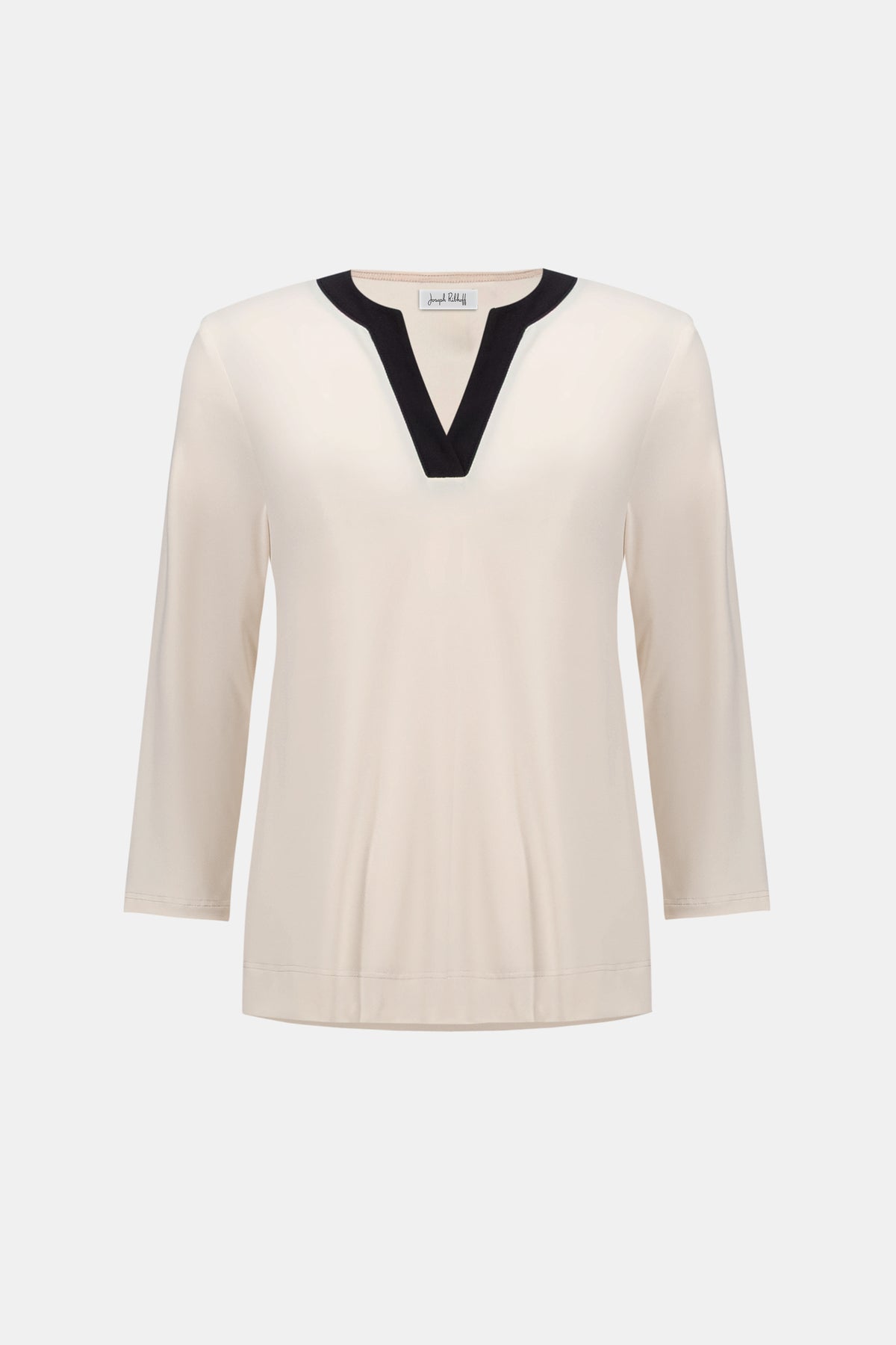 Joseph Ribkoff Birch/Avocado Silky Knit Color Block Straight Top