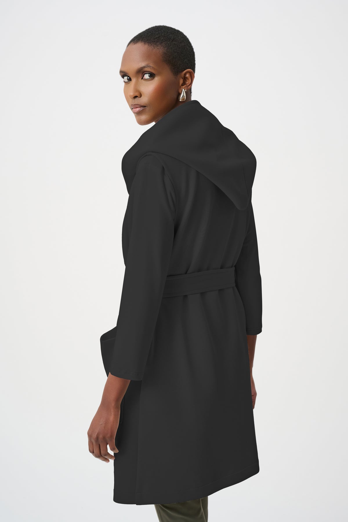 Joseph Ribkoff Black Scuba Jersey And Memory Hooded Vest
