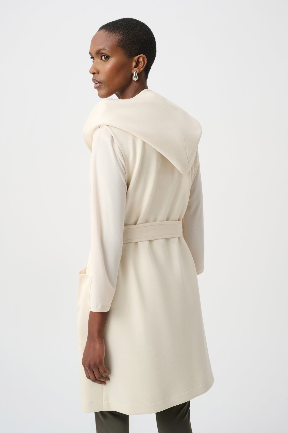 Joseph Ribkoff Birch Scuba Jersey And Memory Hooded Vest