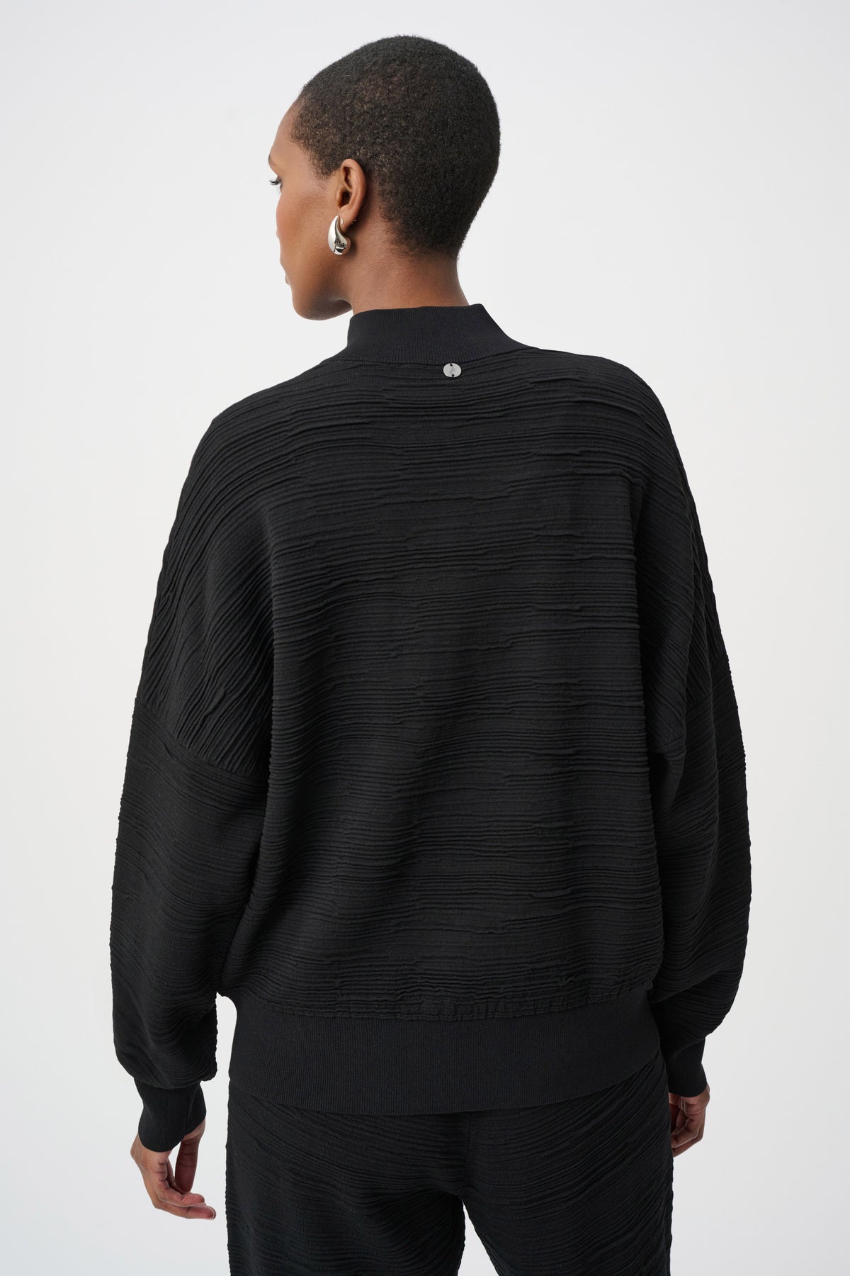 Joseph Ribkoff Black Sweater Knit Mock-Neck Cocoon Sweater
