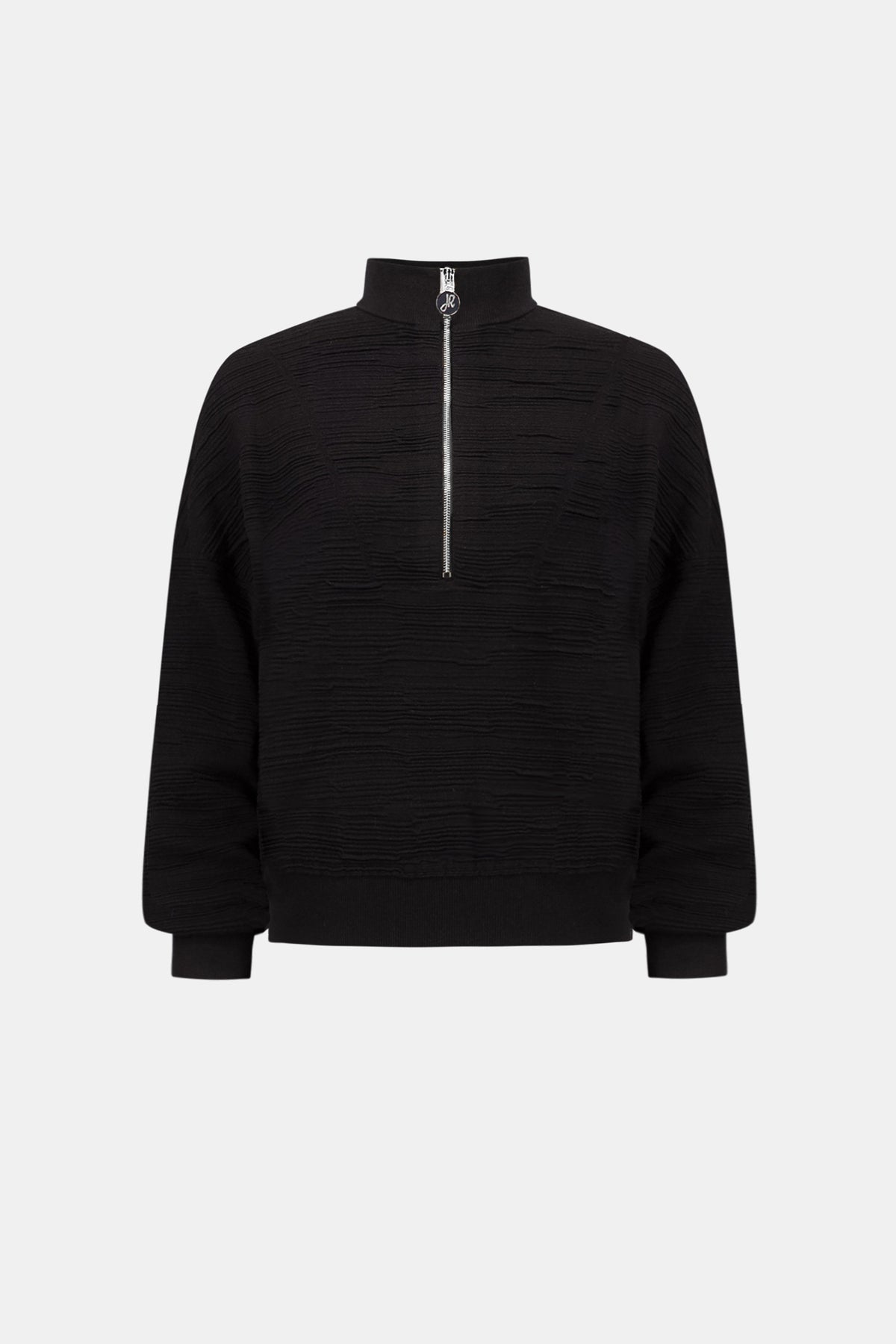 Joseph Ribkoff Black Sweater Knit Mock-Neck Cocoon Sweater