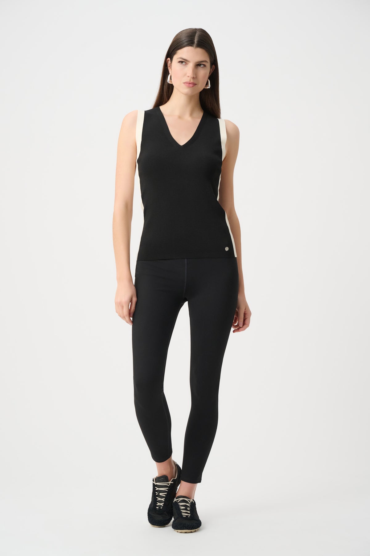 Joseph Ribkoff Black/Birch Dry Viscose V-Neck Fitted Cami