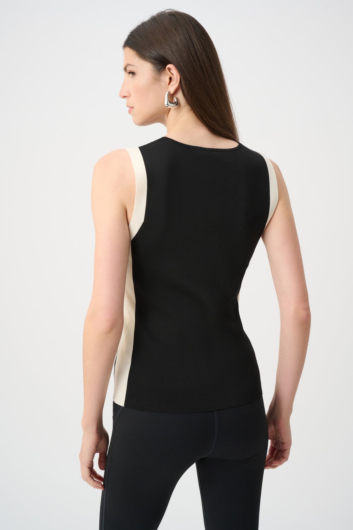 Joseph Ribkoff Black/Birch Dry Viscose V-Neck Fitted Cami