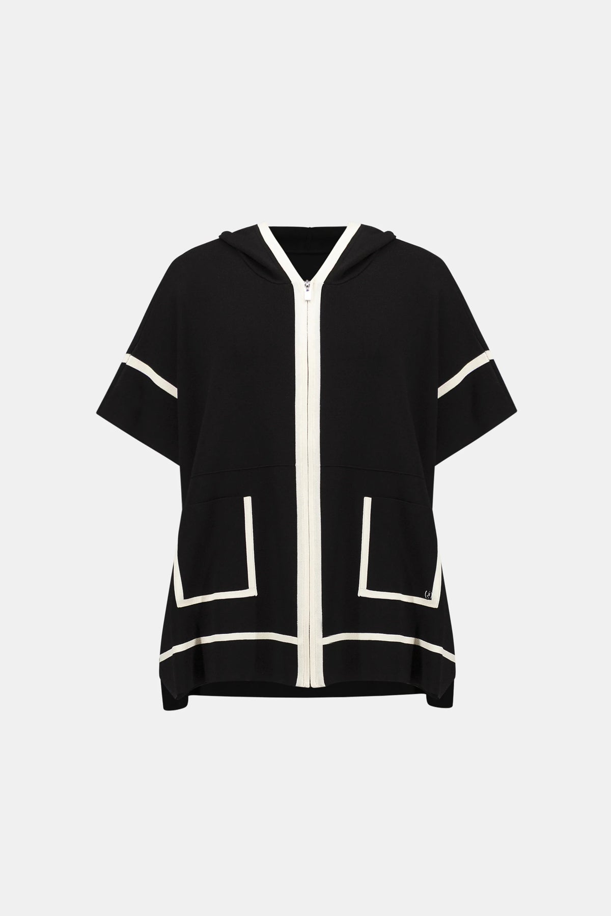 Joseph Ribkoff Black/Birch Dry Viscose Hooded Boxy Jacket