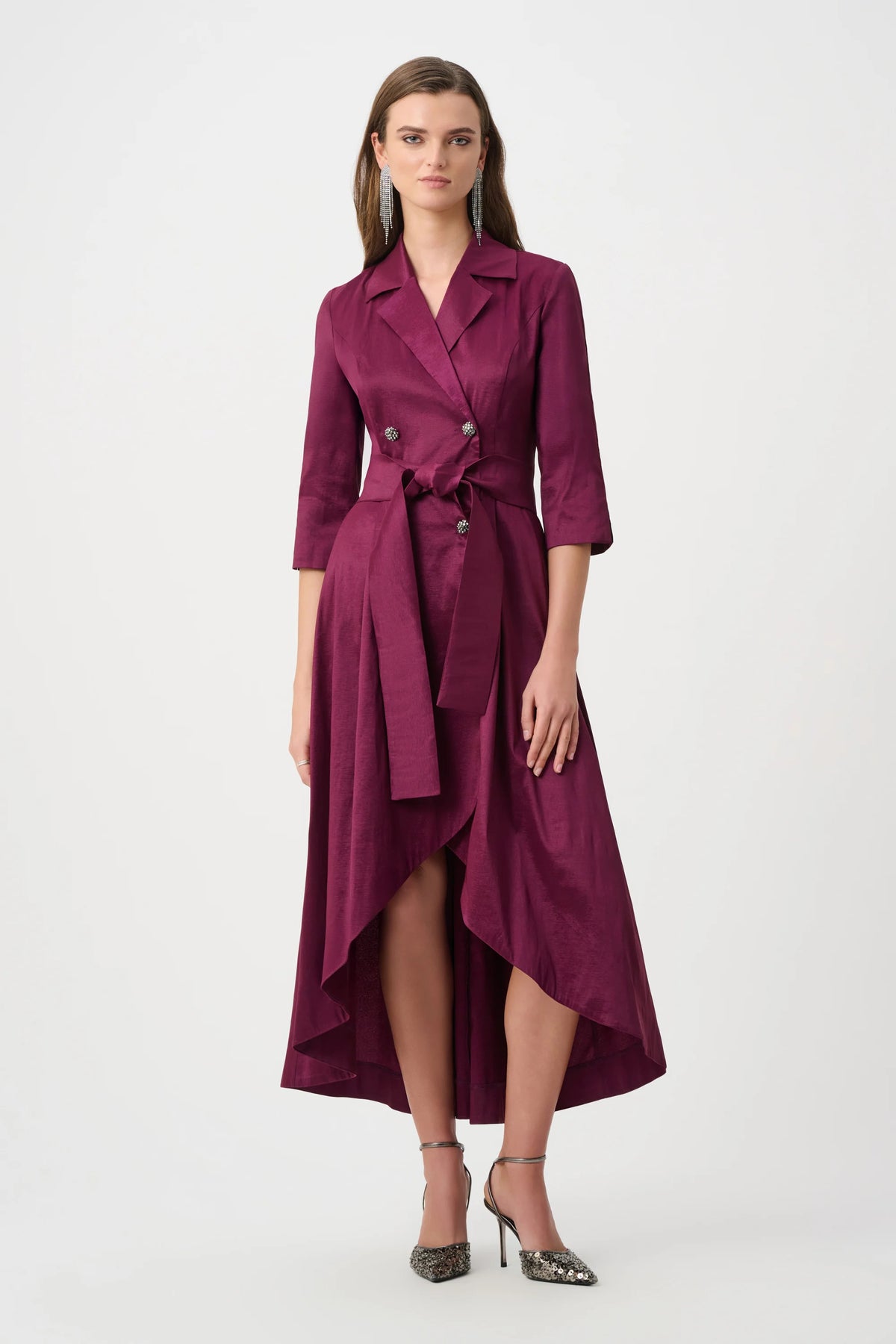 Joseph Ribkoff Berry Signature | Stretch Taffeta Fit and Flare Wrap Dress