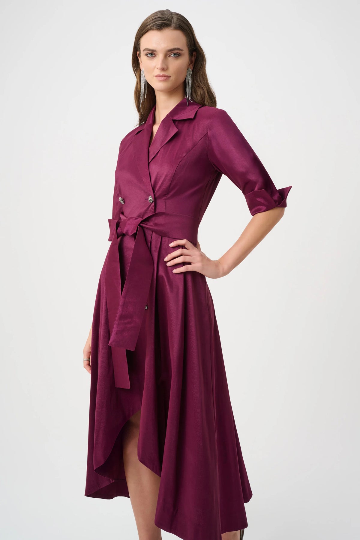Joseph Ribkoff Berry Signature | Stretch Taffeta Fit and Flare Wrap Dress