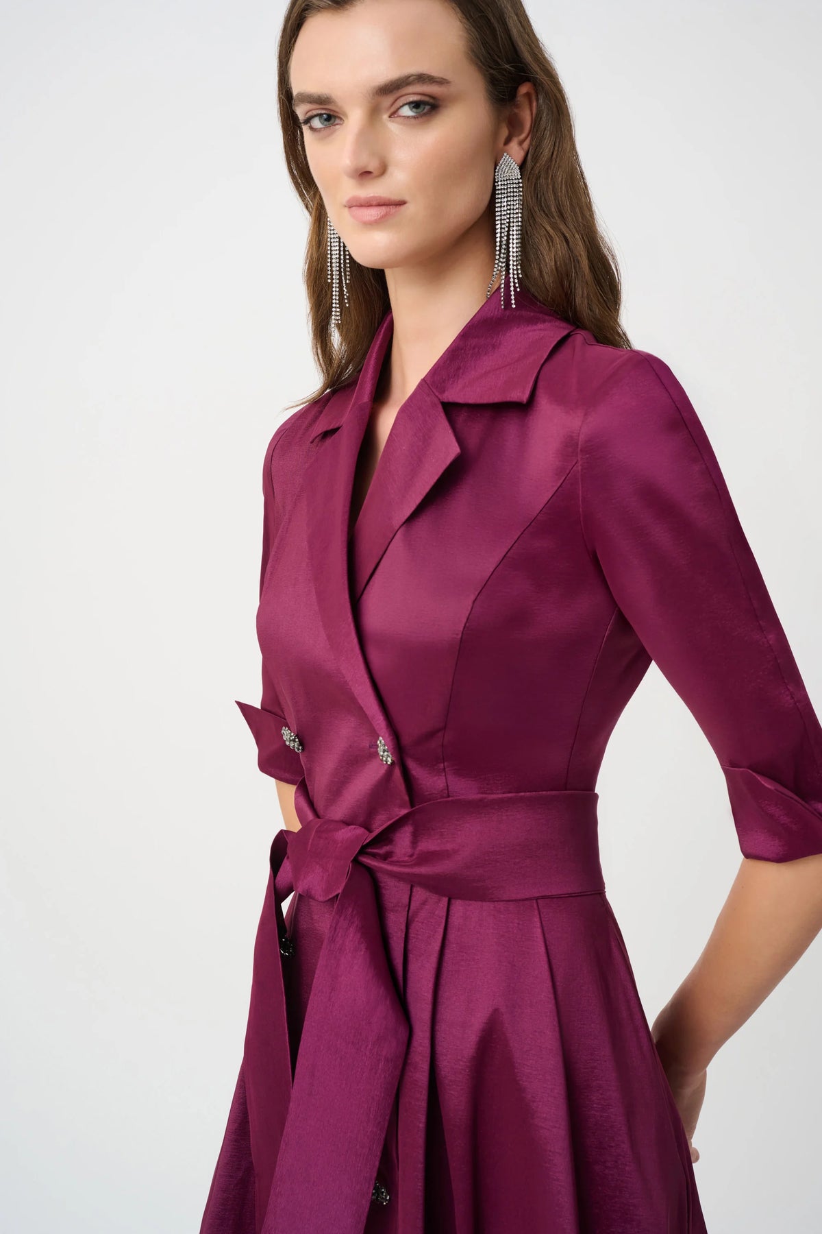 Joseph Ribkoff Berry Signature | Stretch Taffeta Fit and Flare Wrap Dress