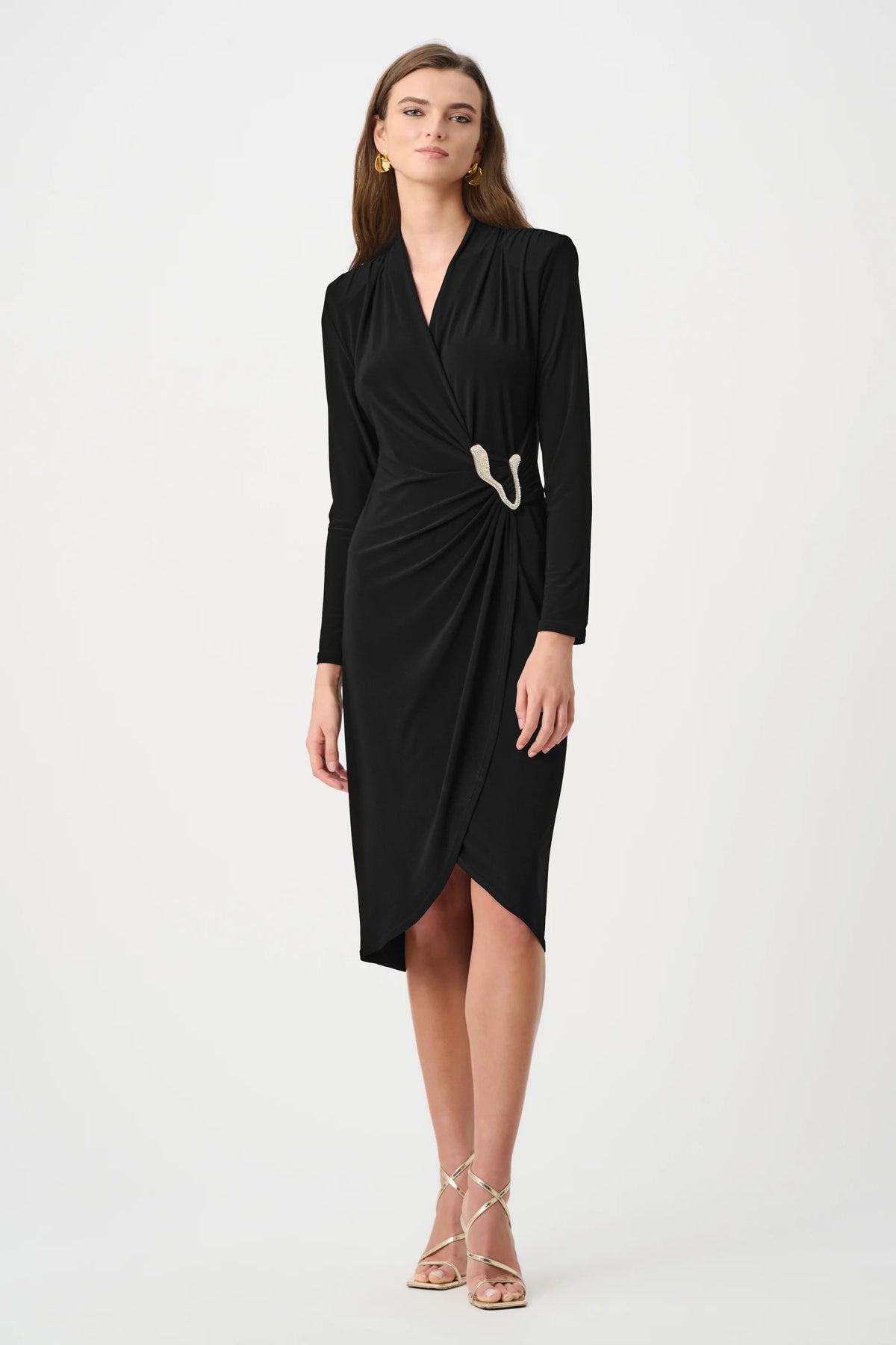 Joseph Ribkoff Black Signature | Silky Knit Sheath Wrap Dress