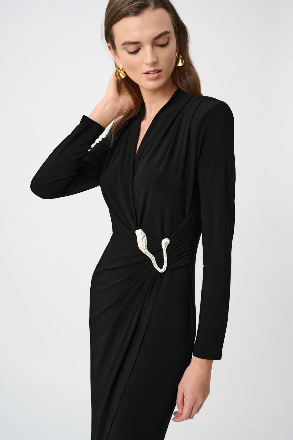 Joseph Ribkoff Black Signature | Silky Knit Sheath Wrap Dress
