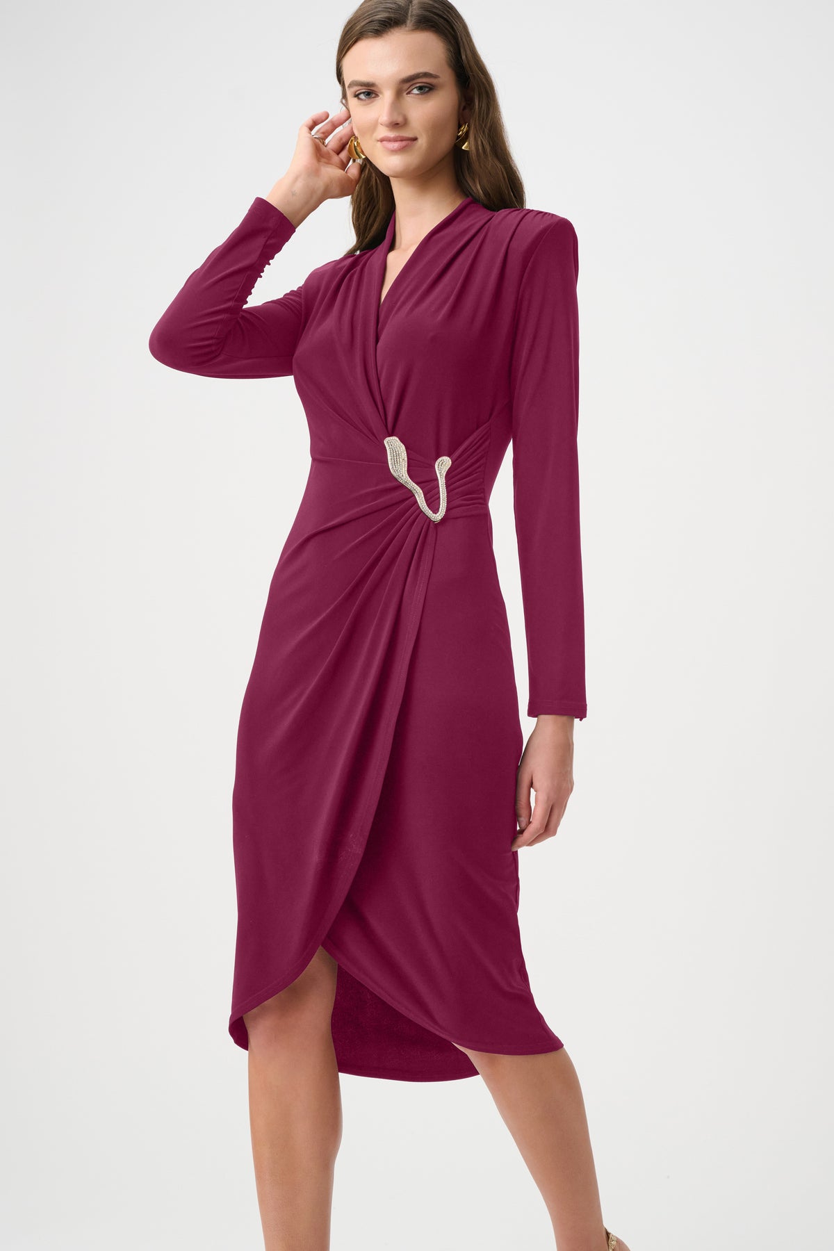 Joseph Ribkoff Berry Burst Signature | Silky Knit Sheath Wrap Dress