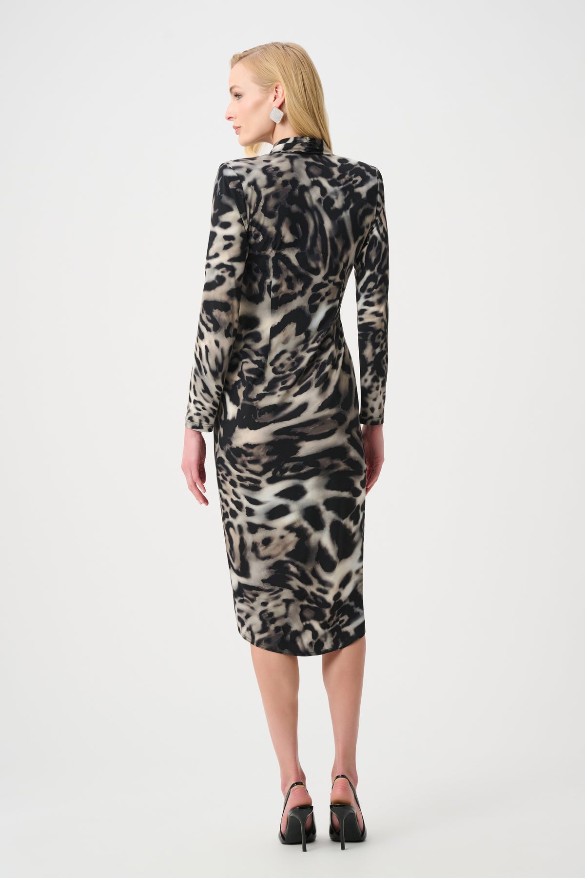 Joseph Ribkoff Signature | Silky Knit Animal Print Sheath Wrap Dress
