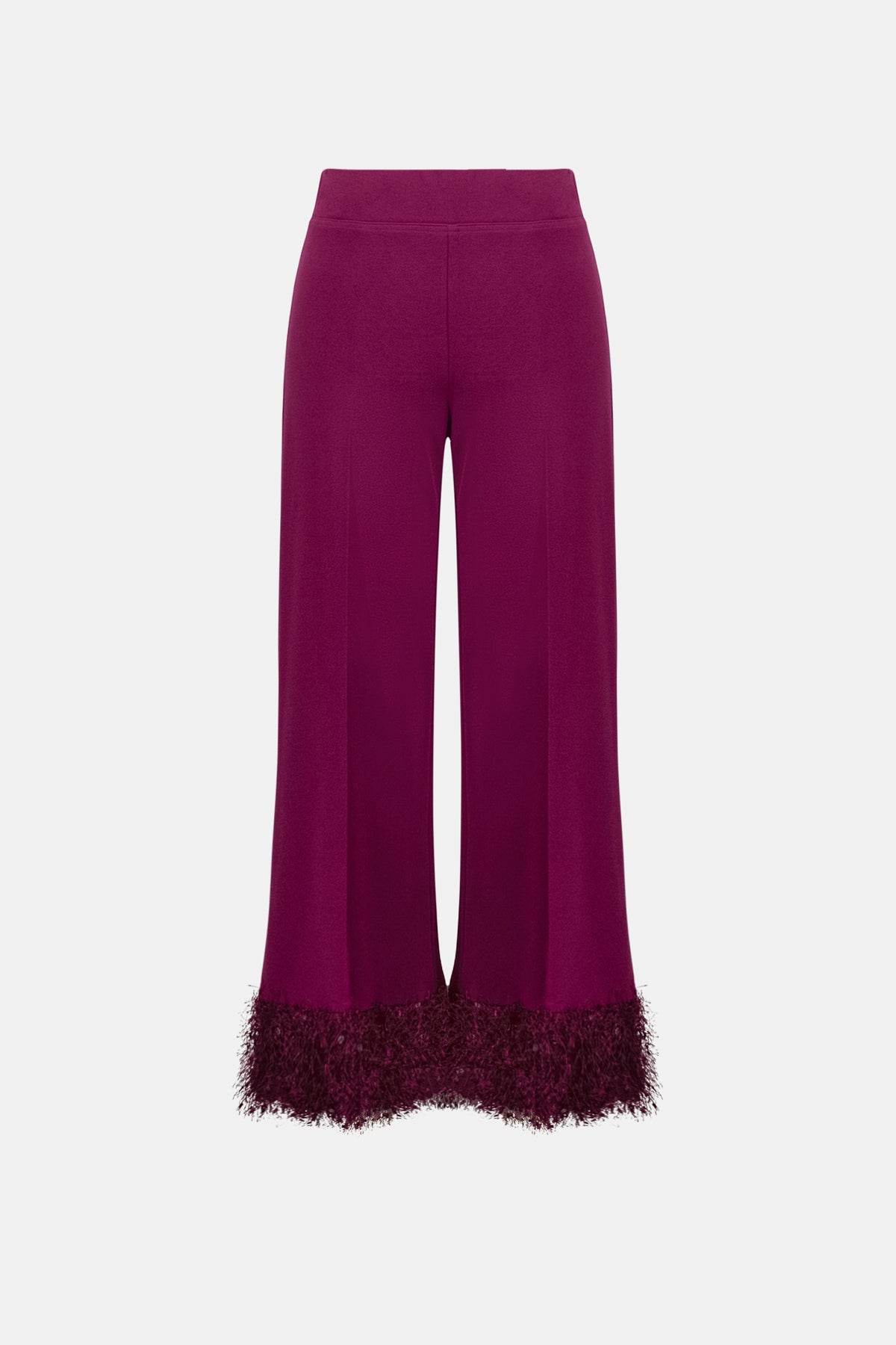 Joseph Ribkoff Berry Burst Signature | Scuba Crepe Wide Leg Pants With Fringe
