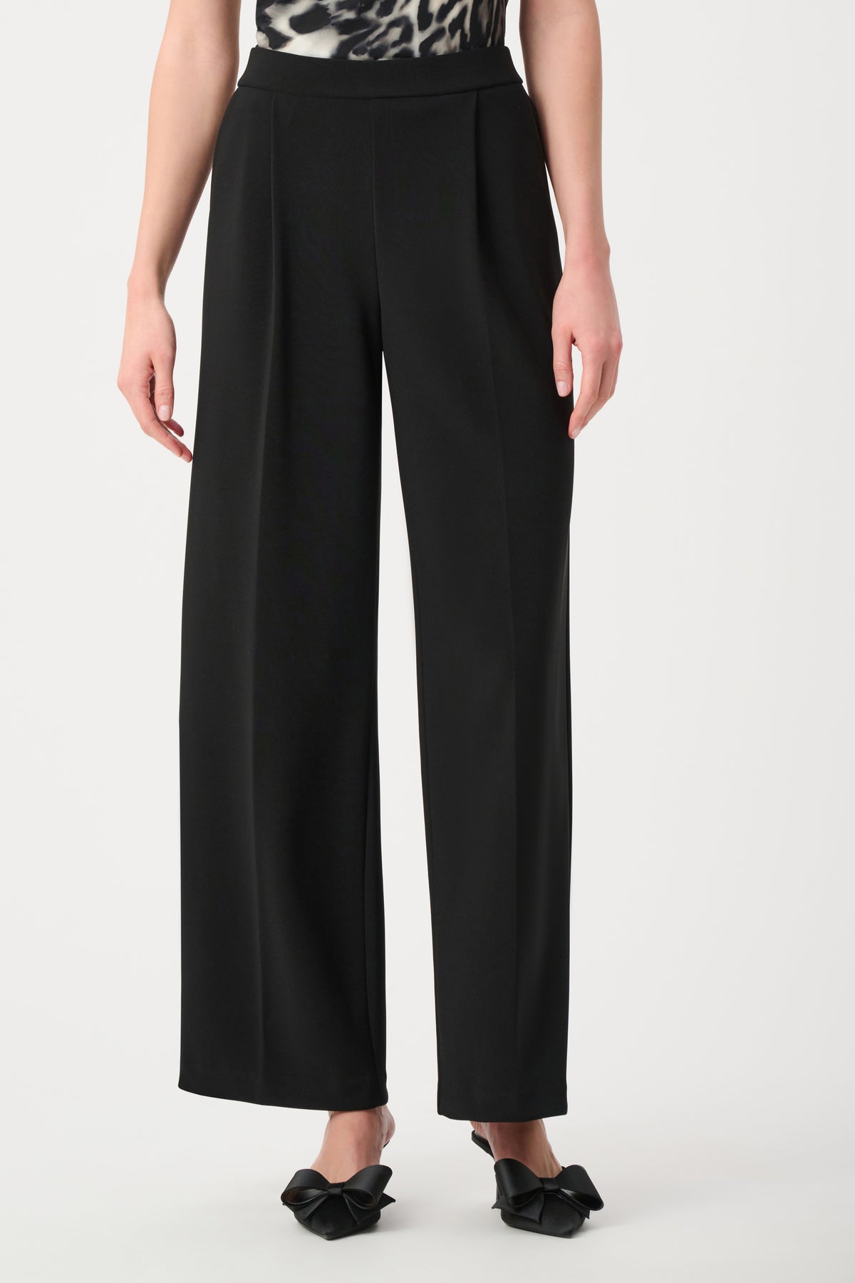 Joseph Ribkoff Black Signature | Silky Knit Wide Leg Pull-On Pants