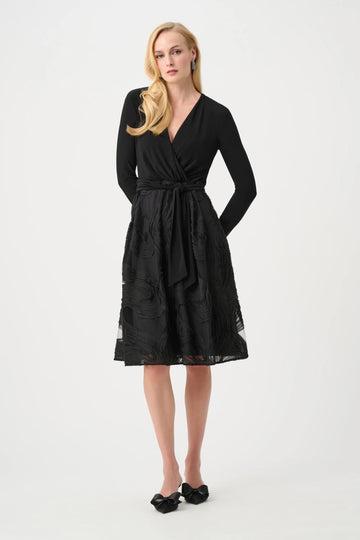 Joseph Ribkoff Black Signature | Silky Knit and Novelty Fit and Flare Dress