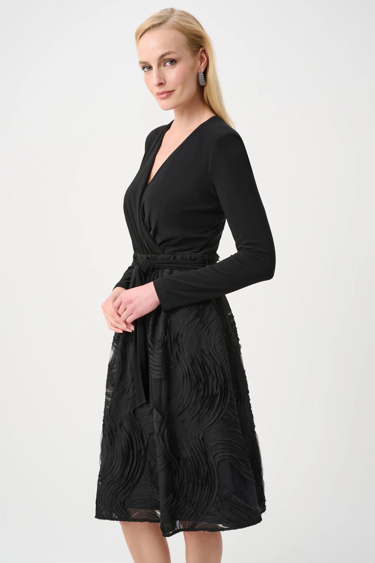 Joseph Ribkoff Black Signature | Silky Knit and Novelty Fit and Flare Dress