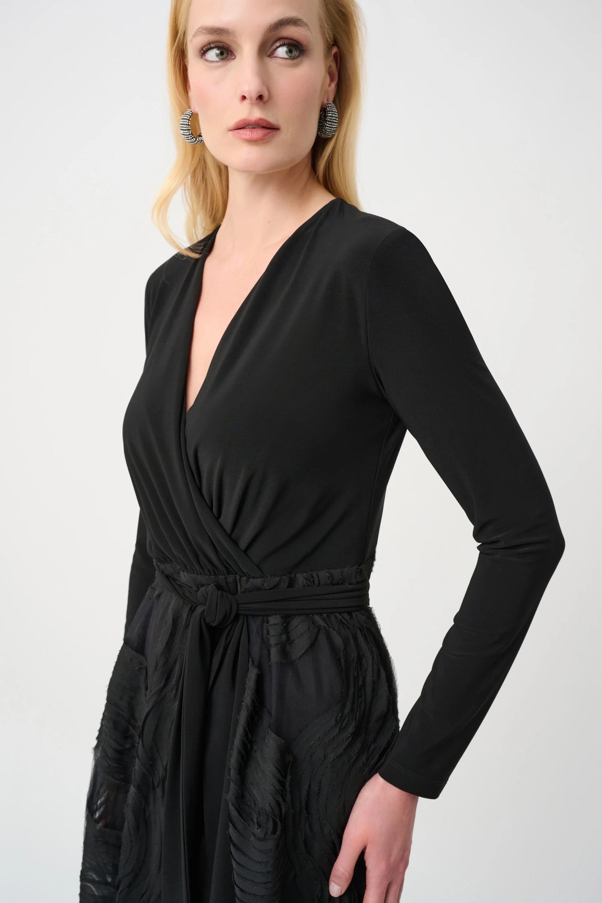Joseph Ribkoff Black Signature | Silky Knit and Novelty Fit and Flare Dress