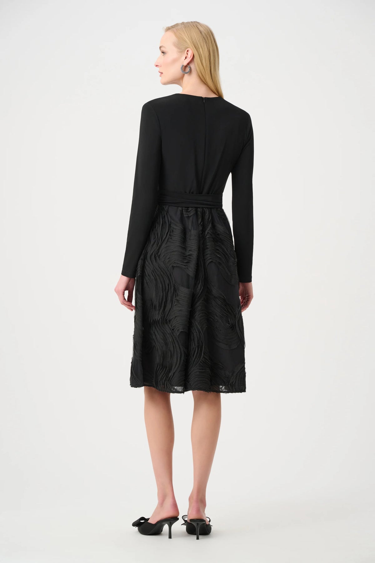 Joseph Ribkoff Black Signature | Silky Knit and Novelty Fit and Flare Dress