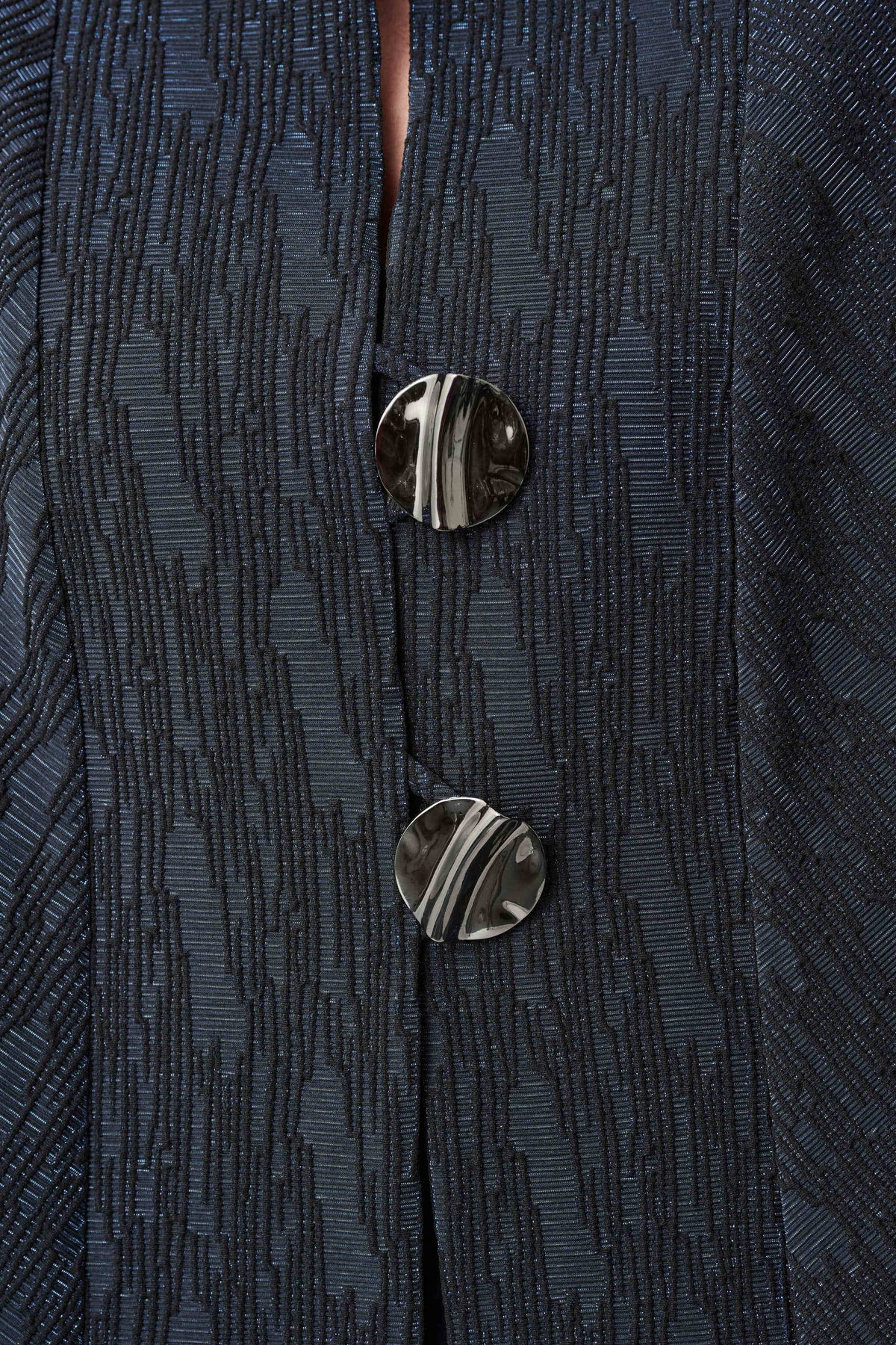 Joseph Ribkoff Navy Signature | Foil-Textured Jacquard Trapeze Jacket