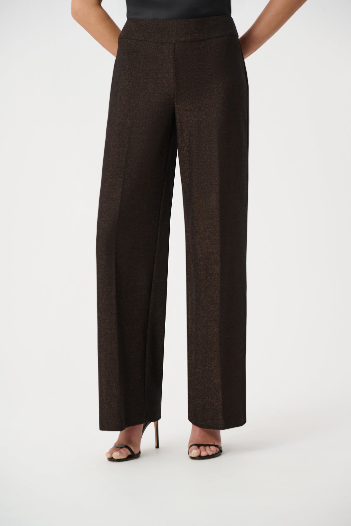 Joseph Ribkoff Bronze Signature | Sparkle Knit Wide Leg Pull-On Pants