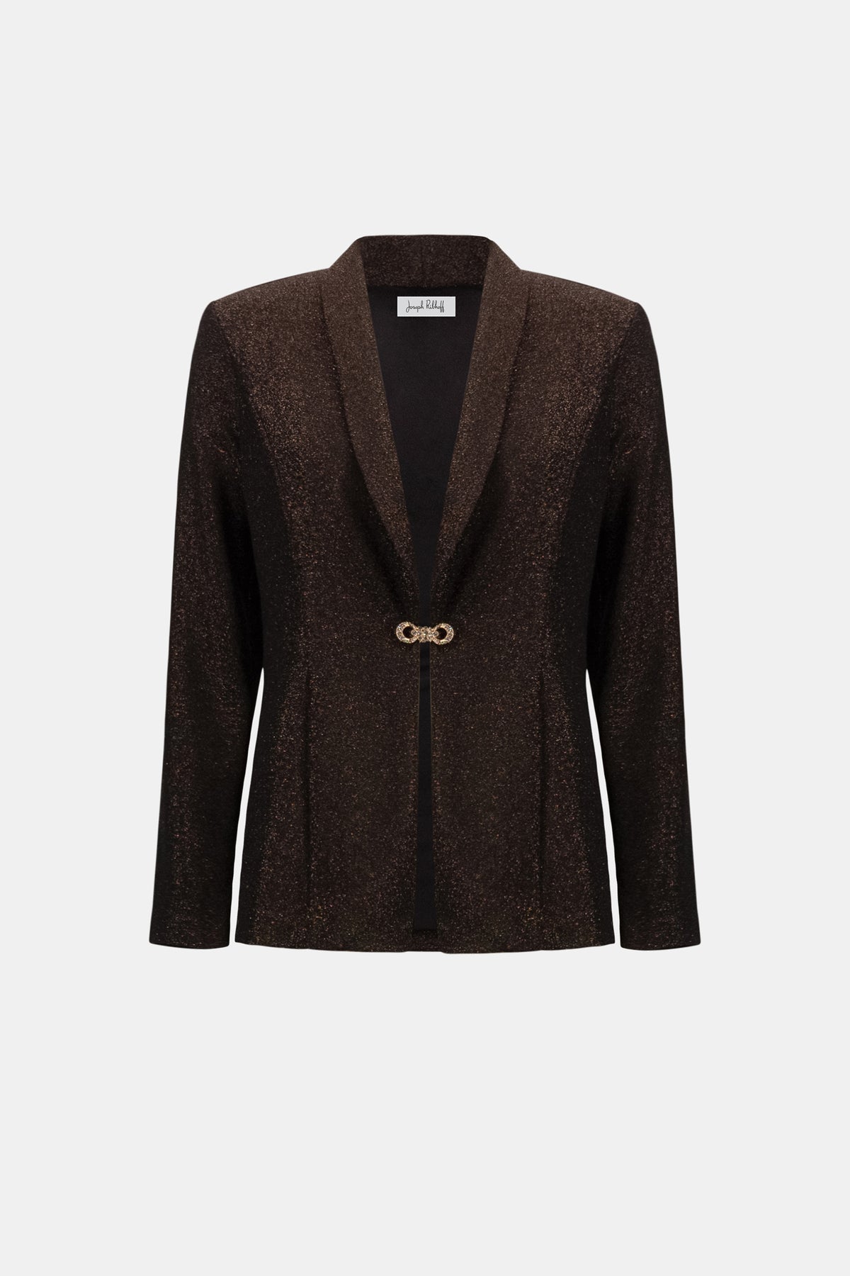 Joseph Ribkoff Bronze Signature | Sparkle Knit Shawl Collar Fitted Blazer