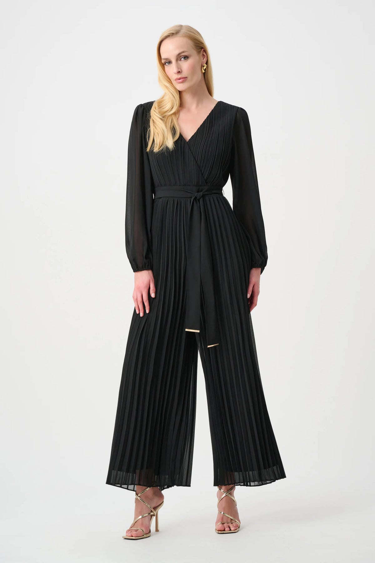 Joseph Ribkoff Black Signature | Georgette And Chiffon Wide Leg Wrap Jumpsuit