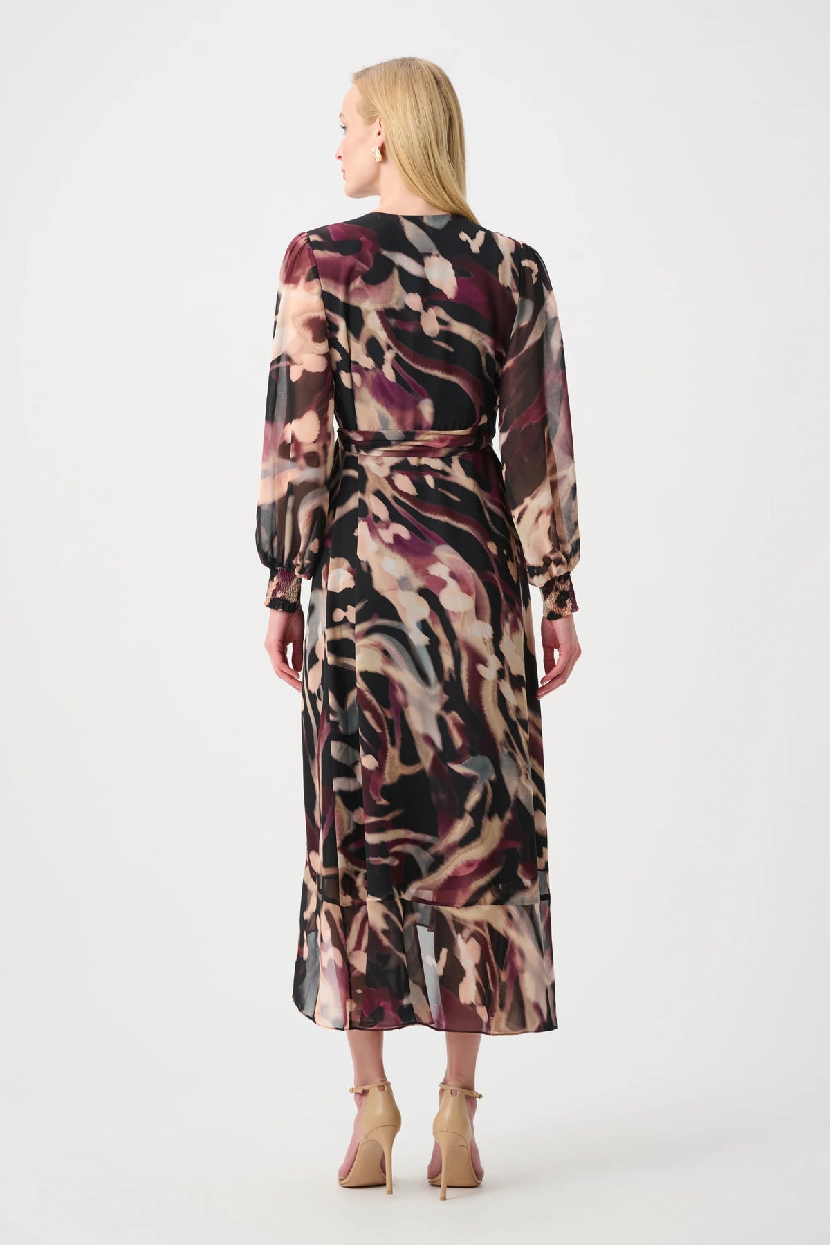 Joseph Ribkoff Signature | Chiffon Printed Fit and Flare Wrap Dress
