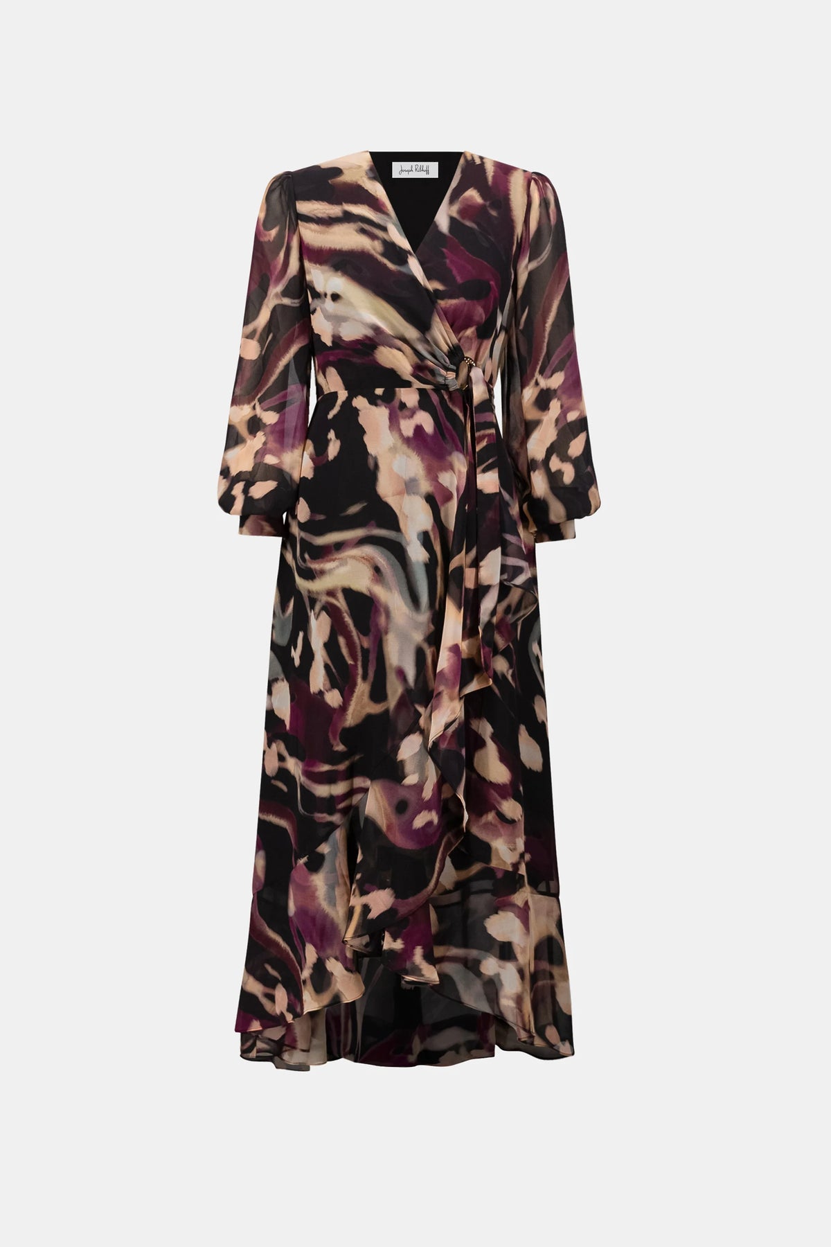 Joseph Ribkoff Signature | Chiffon Printed Fit and Flare Wrap Dress