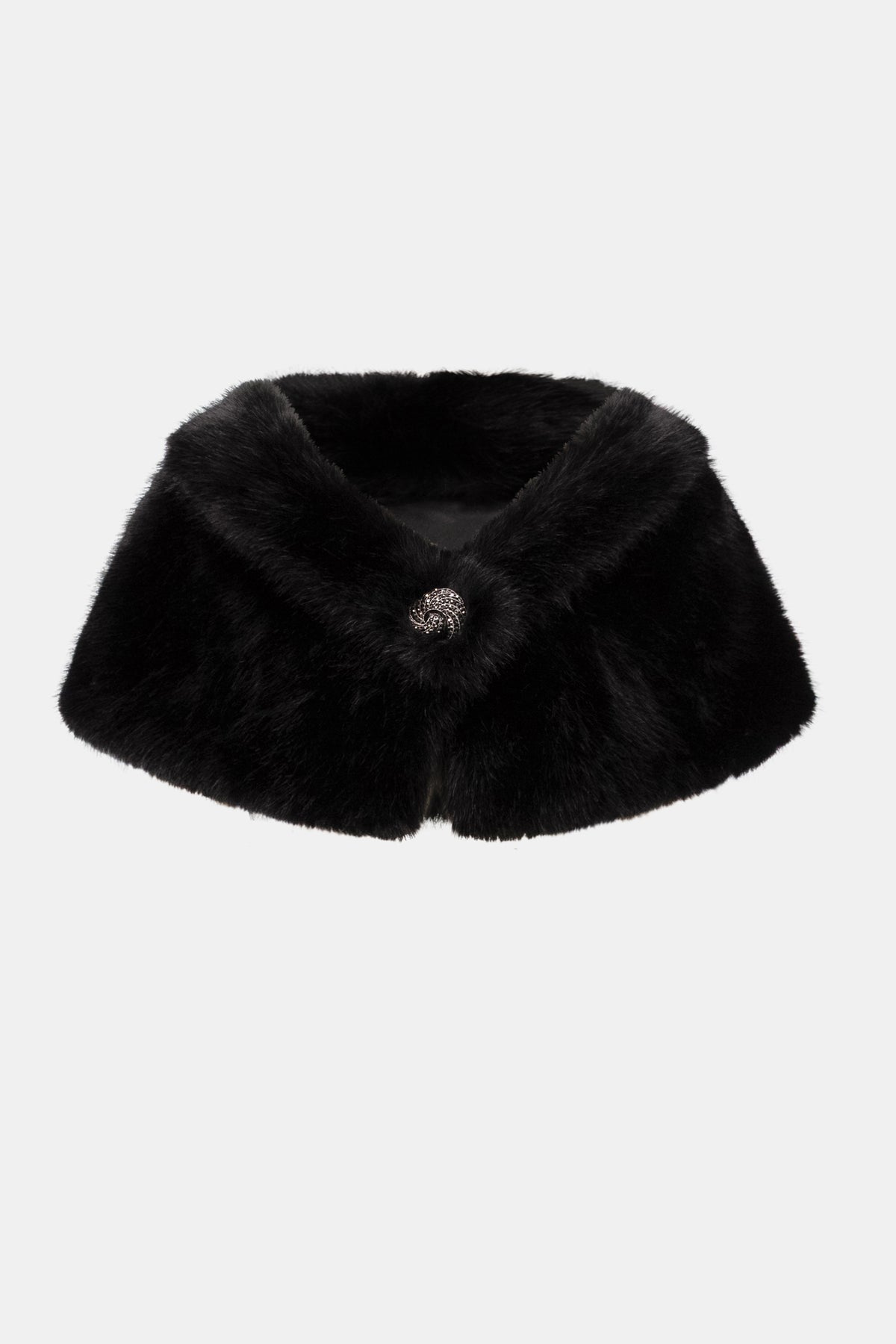 Joseph Ribkoff Black Signature | Faux Fur Shawl Collar Stole