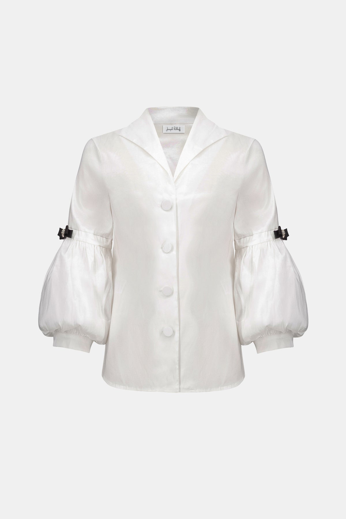 Joseph Ribkoff Vanilla Signature | Stretch Taffeta Fitted Blouse With Rhinestone Buttons