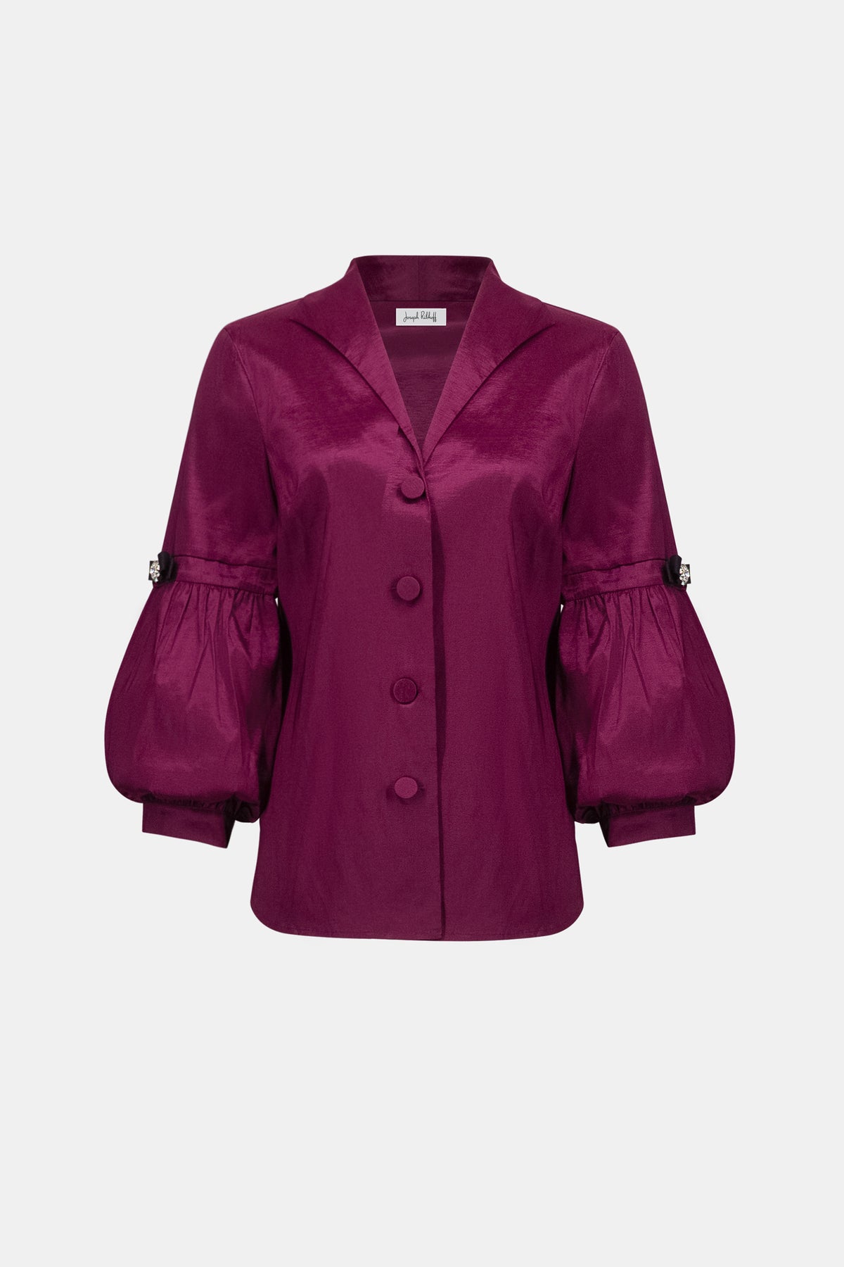 Joseph Ribkoff Berry Burst Signature | Stretch Taffeta Fitted Blouse With Rhinestone Buttons