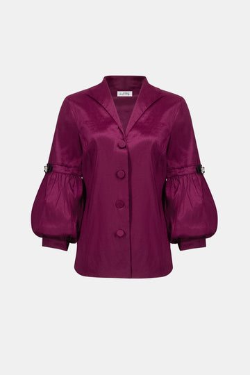 Joseph Ribkoff Berry Burst Signature | Stretch Taffeta Fitted Blouse With Rhinestone Buttons