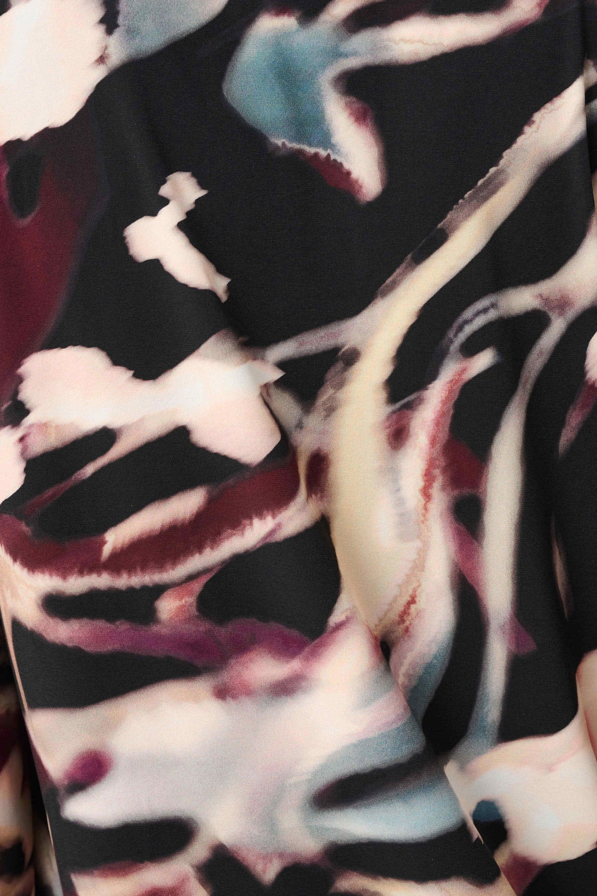 Joseph Ribkoff Black/Multi Signature | Silky Knit And Chiffon Abstract Print Top With Rhinestone Trim