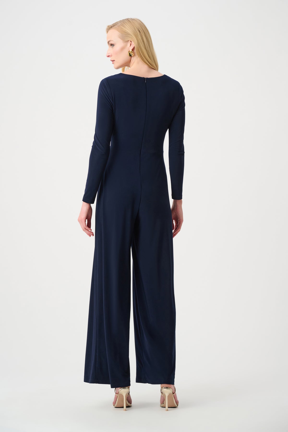 Joseph Ribkoff Midnight Blue Signature | Silky Knit Wide Leg Wrap Jumpsuit