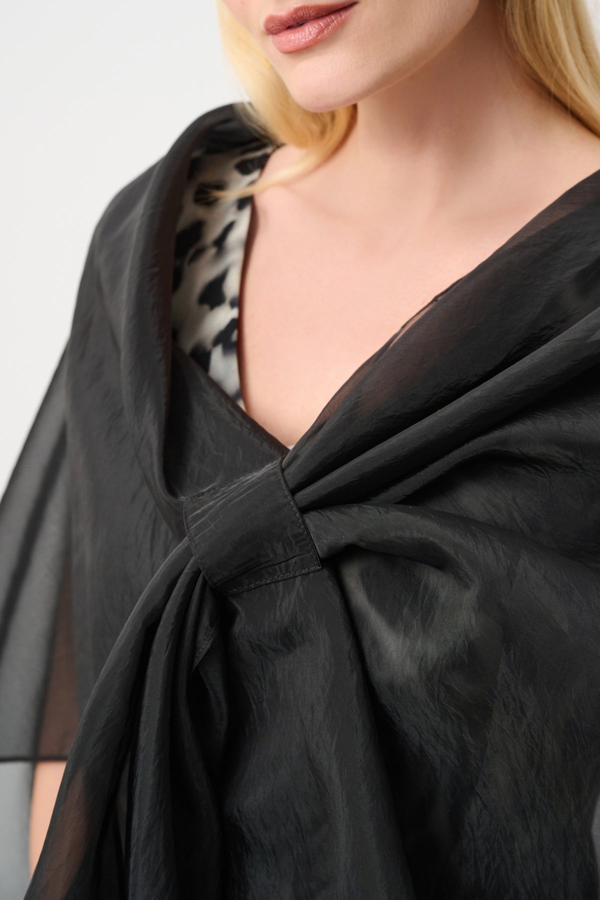 Joseph Ribkoff Black Signature | Draped Organza Asymmetric Cover-Up