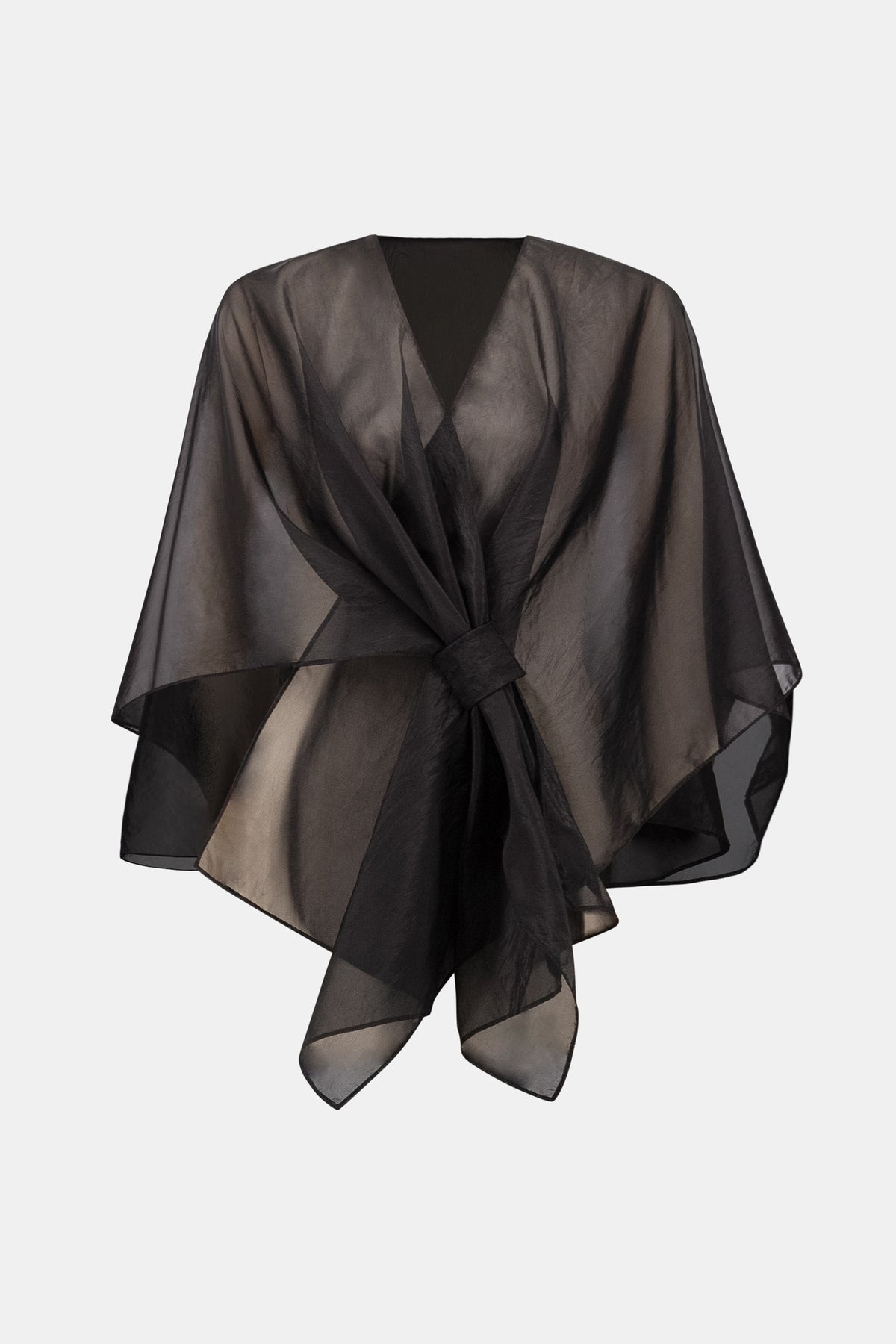 Joseph Ribkoff Black Signature | Draped Organza Asymmetric Cover-Up