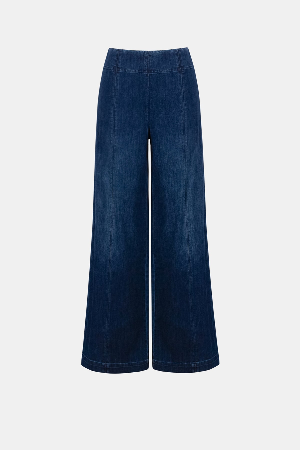 Joseph Ribkoff Dark Drnim Blue Featherweave Denim Palazzo High-Rise Pull-On Jeans