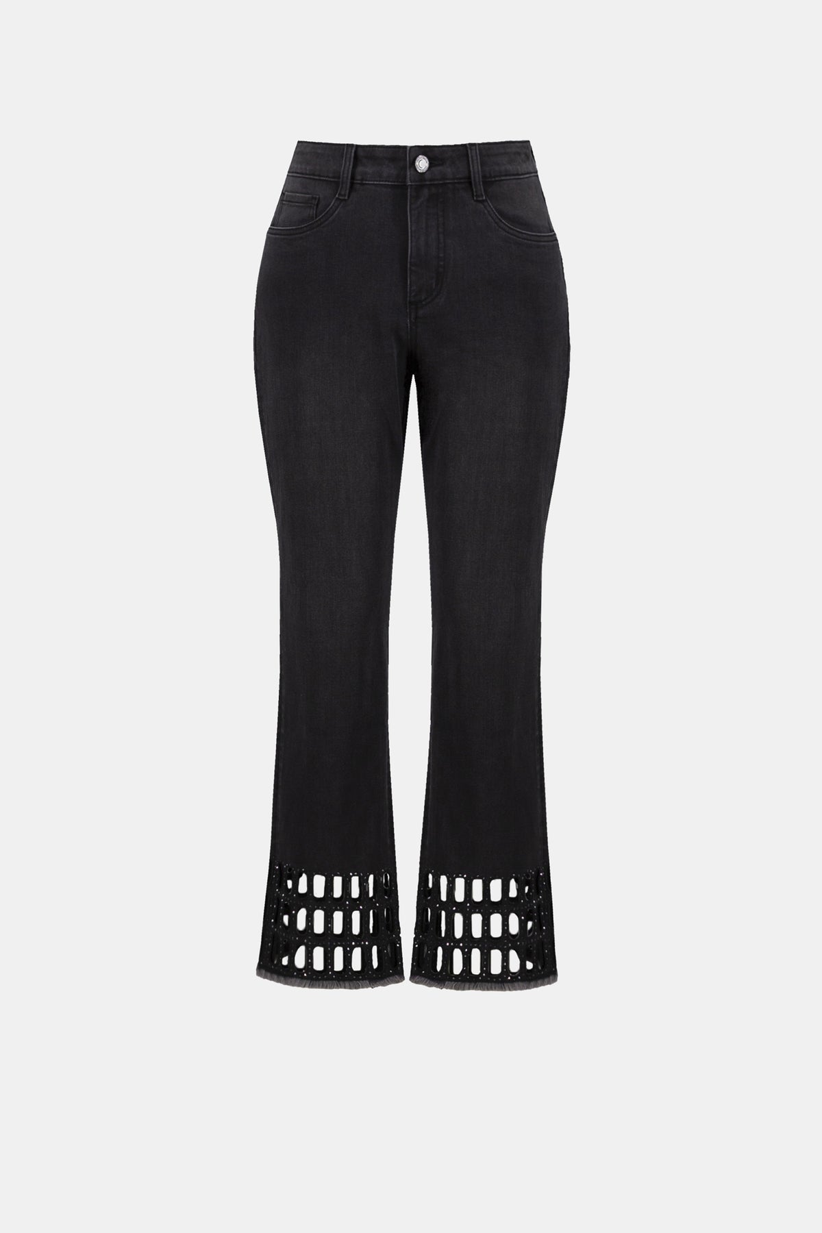 Joseph Ribkoff Charcoal Grey Repreve® Denim Straight Classic Jeans With Rhinestone Detail
