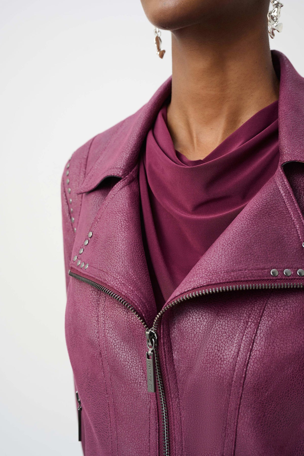 Joseph Ribkoff Elderberry Foiled Faux Suede Fitted Jacket