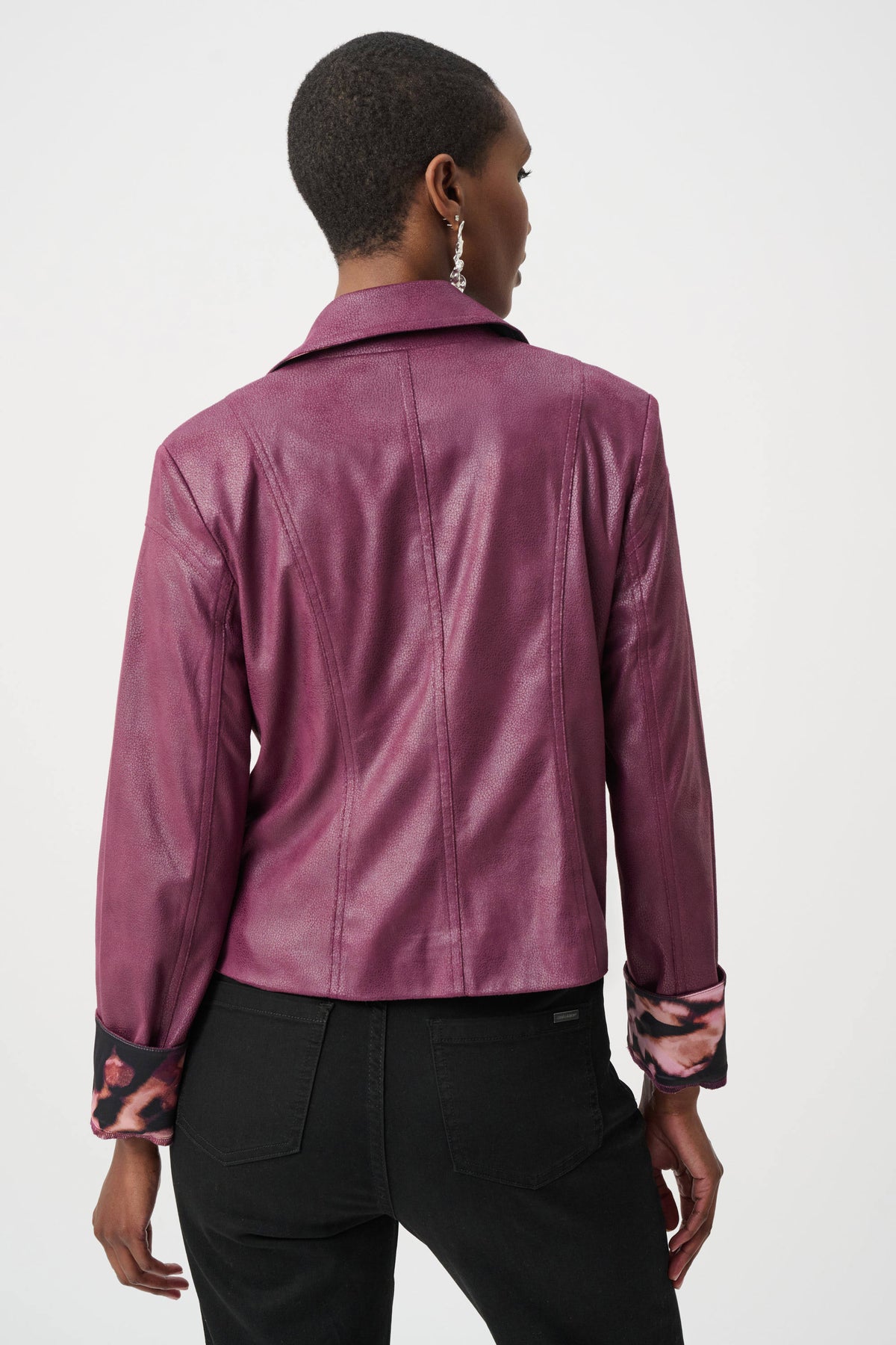 Joseph Ribkoff Elderberry Foiled Faux Suede Fitted Jacket