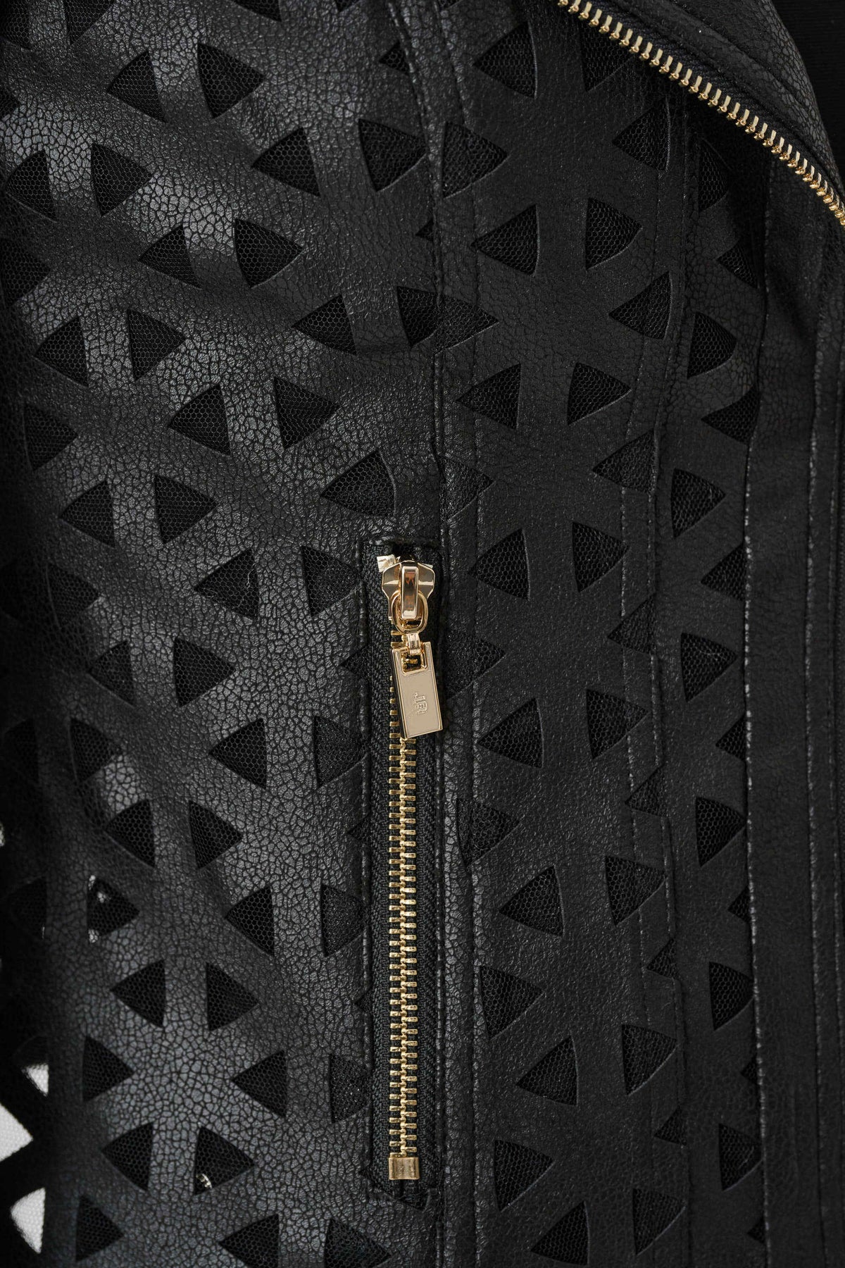 Joseph Ribkoff Black Foiled Faux Suede And Mesh Moto Jacket