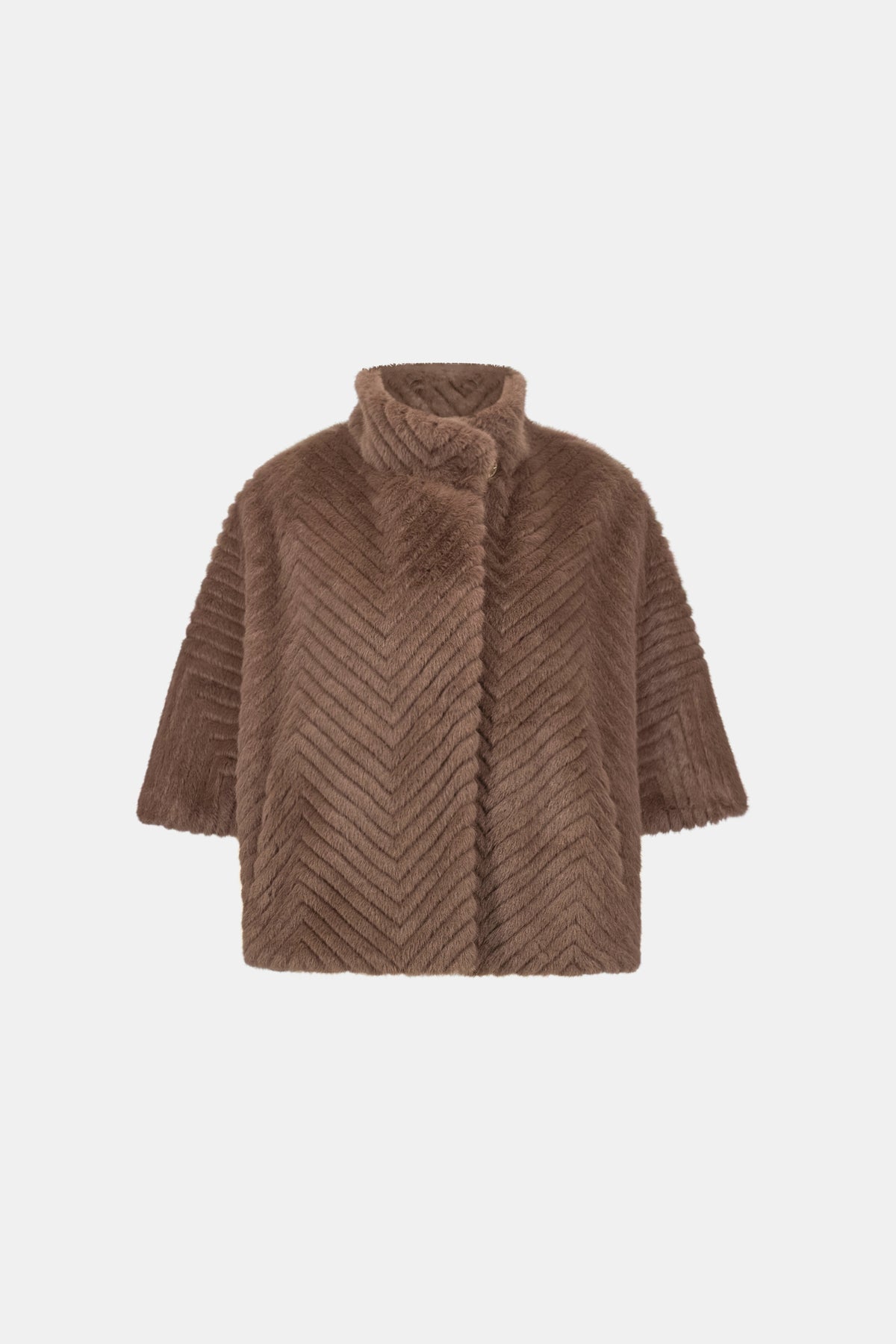 Joseph Ribkoff Mink Chevron Faux Fur Cape-Style Jacket