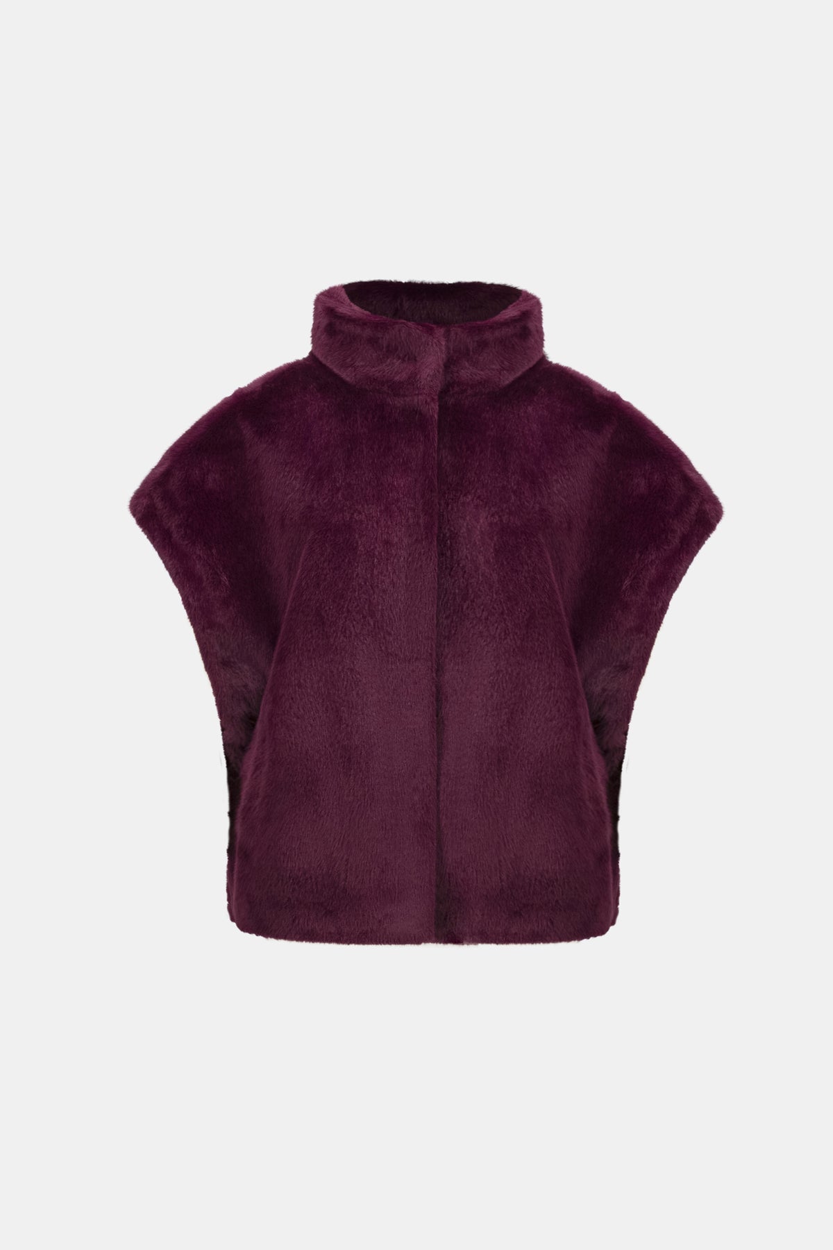 Joseph Ribkoff Elderberry Faux Fur Funnel-Neck Boxy Vest