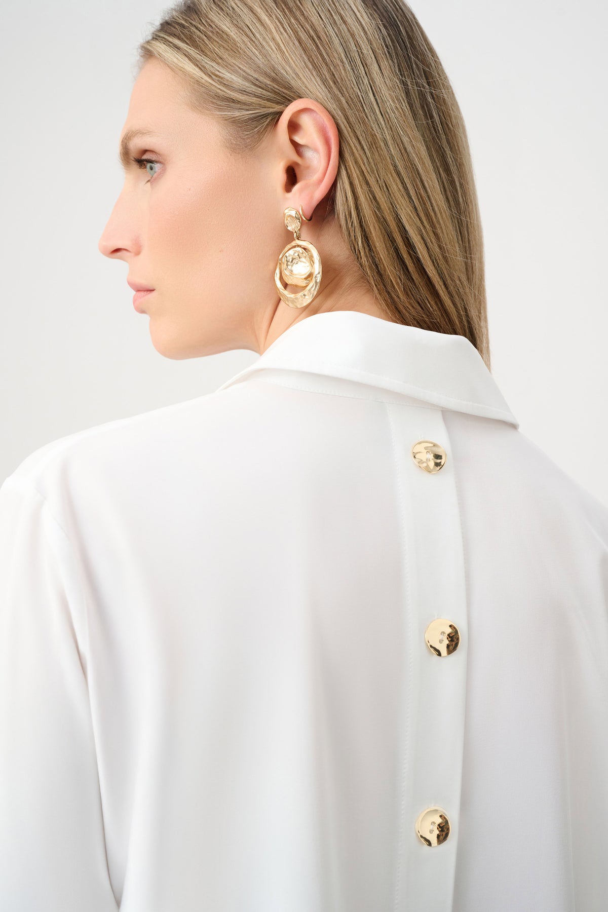 Joseph Ribkoff Vanilla Stretch Poplin Shirt-Collar Boxy Top