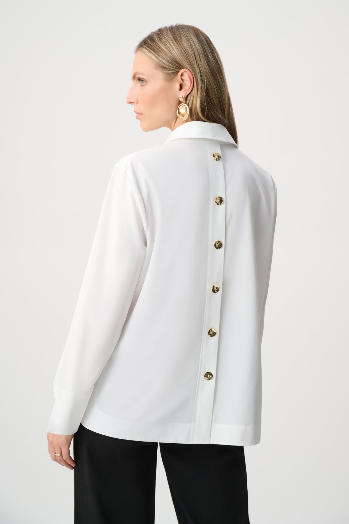 Joseph Ribkoff Vanilla Stretch Poplin Shirt-Collar Boxy Top