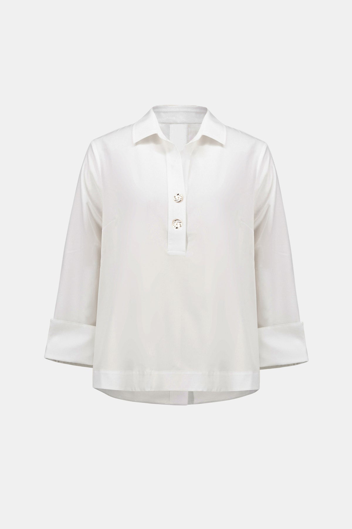 Joseph Ribkoff Vanilla Stretch Poplin Shirt-Collar Boxy Top