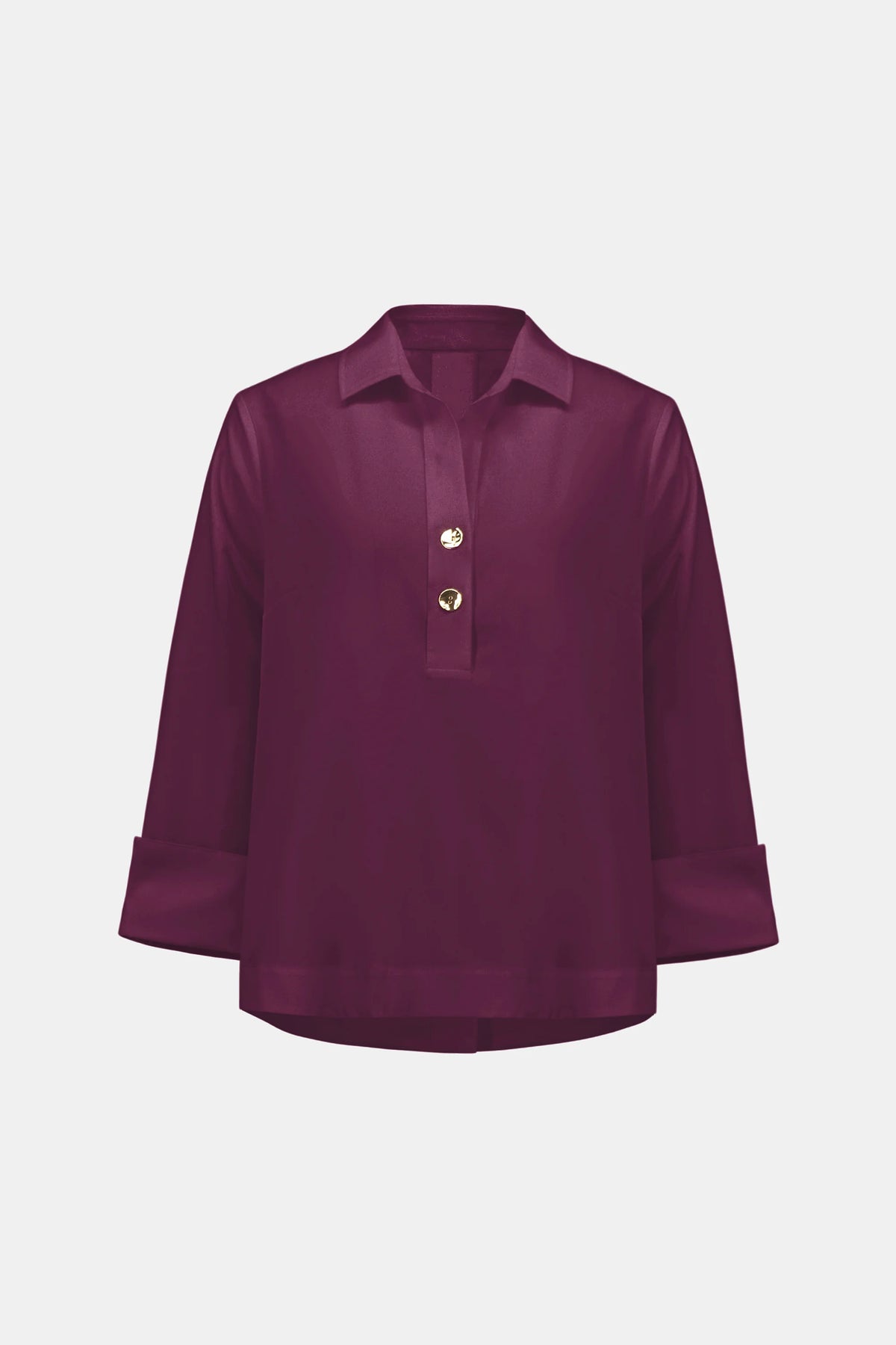 Joseph Ribkoff Elderberry Stretch Poplin Shirt-Collar Boxy Top