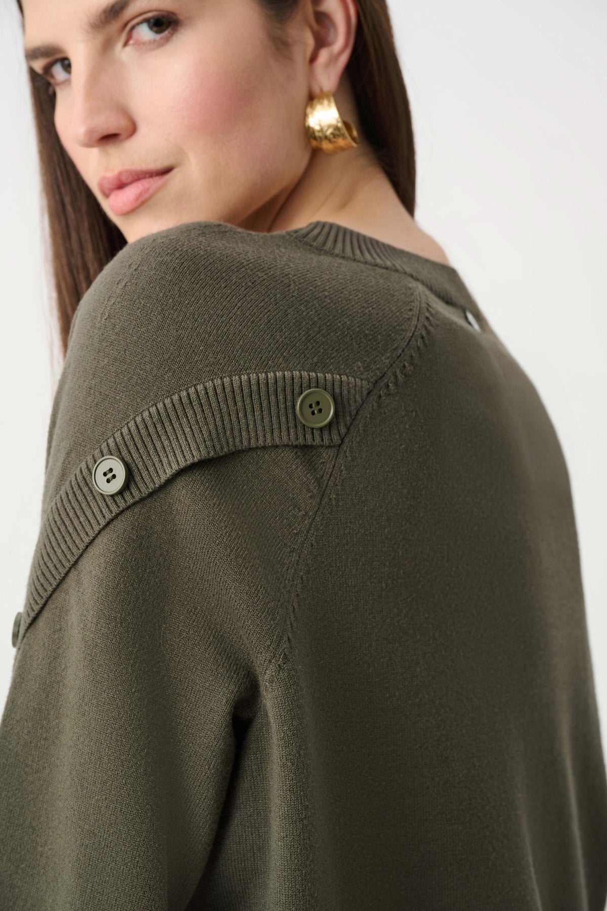 Joseph Ribkoff Avacado Brushed Viscose And Nylon Knit Tulip Sleeve Sweater