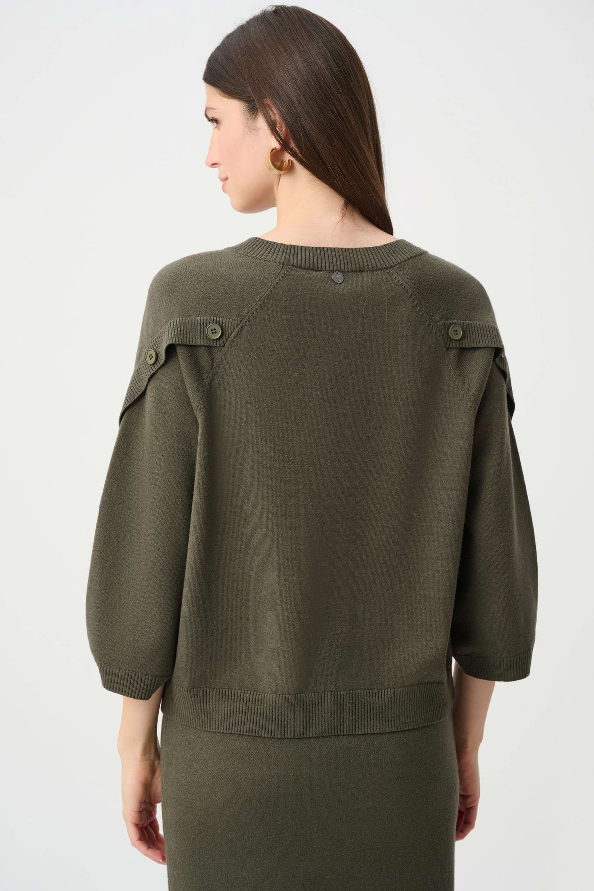Joseph Ribkoff Avacado Brushed Viscose And Nylon Knit Tulip Sleeve Sweater