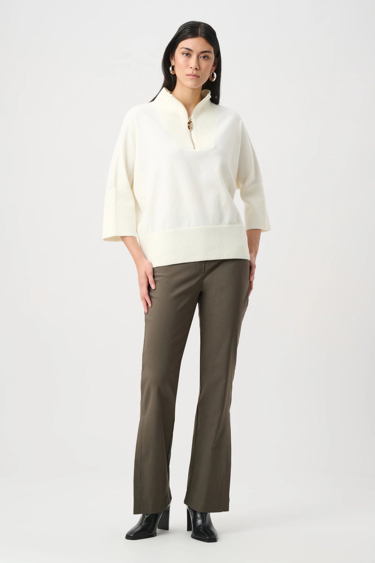 Joseph Ribkoff Winter White Brushed Viscose And Nylon Funnel-Neck Sweater