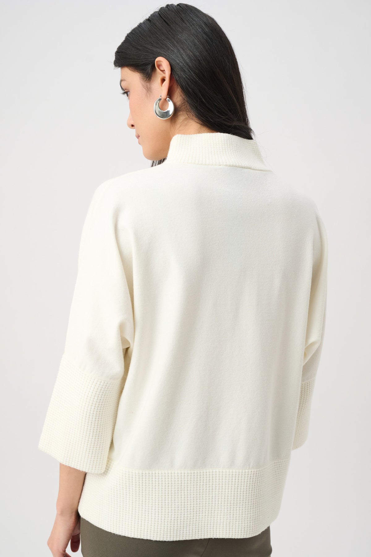 Joseph Ribkoff Winter White Brushed Viscose And Nylon Funnel-Neck Sweater